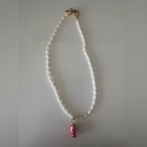 Logan Tay - White Beaded Fish Necklace